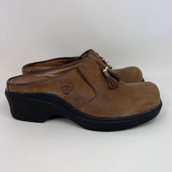 Ariat Mendocino Brown Leather Mules Women's Size 6 B - Picture 1 of 8